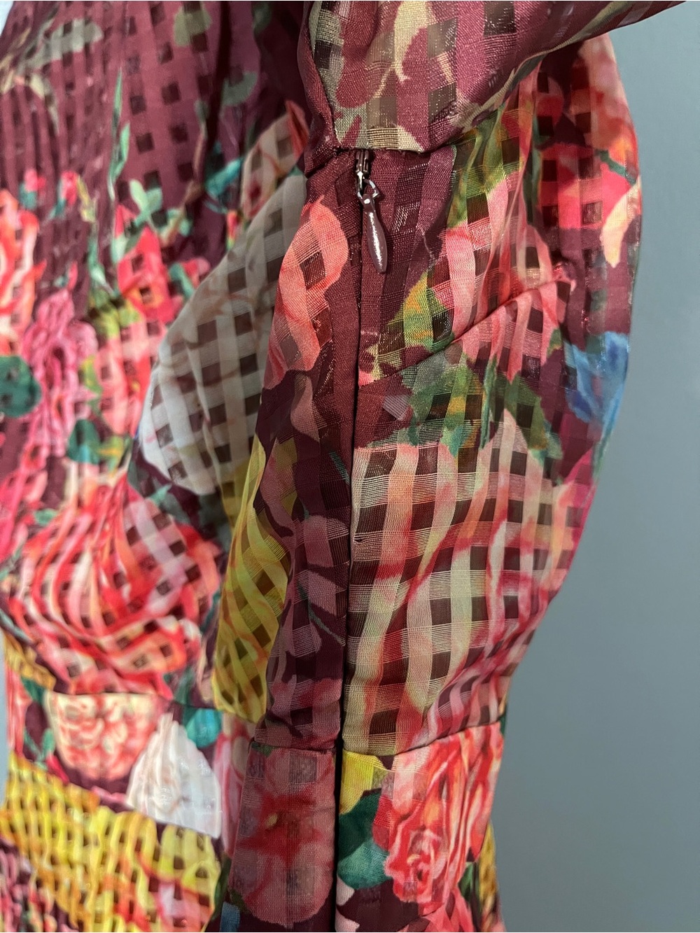 Dalia MacPhee Floral Tie-Neck Maxi Dress Balloon Sleeve Cottagecore NWT Medium - Picture 9 of 11